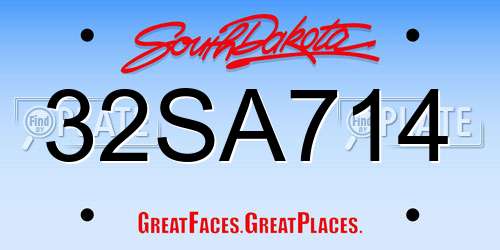 32SA714 South Dakota License Plate