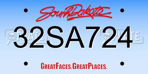 32SA724 South Dakota License Plate