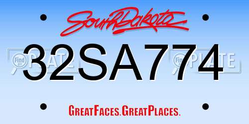 32SA774 South Dakota License Plate
