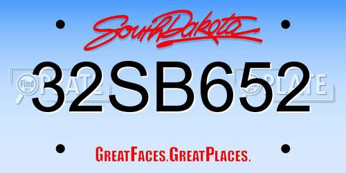 32SB652 South Dakota License Plate