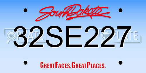 32SE227 South Dakota License Plate