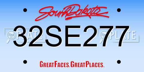 32SE277 South Dakota License Plate