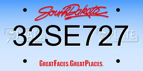 32SE727 South Dakota License Plate