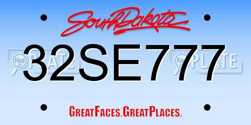 32SE777 South Dakota License Plate
