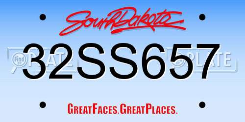 32SS657 South Dakota License Plate