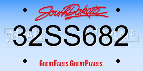 32SS682 South Dakota License Plate