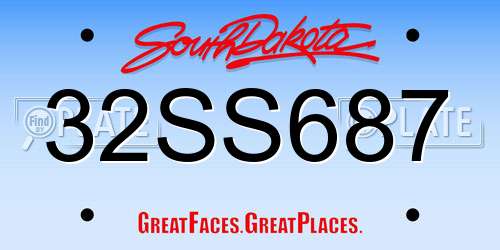 32SS687 South Dakota License Plate