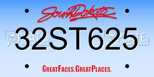 32ST625 South Dakota License Plate
