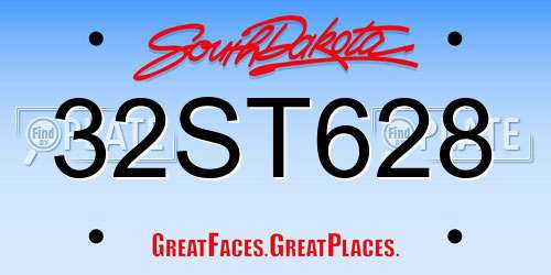 32ST628 South Dakota License Plate