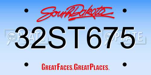 32ST675 South Dakota License Plate