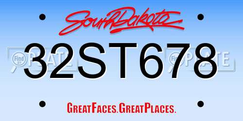 32ST678 South Dakota License Plate