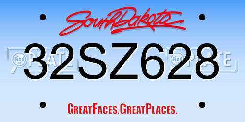 32SZ628 South Dakota License Plate