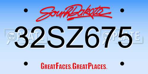 32SZ675 South Dakota License Plate