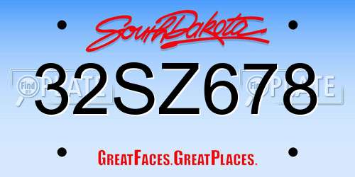 32SZ678 South Dakota License Plate