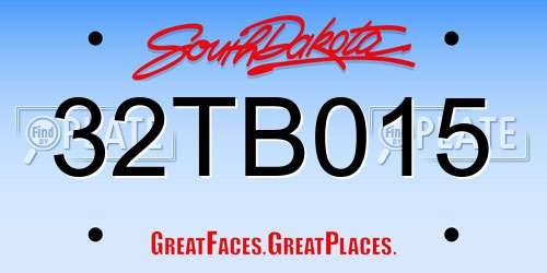 32TB015 South Dakota License Plate