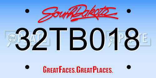 32TB018 South Dakota License Plate