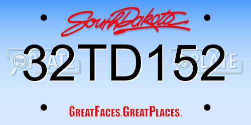 32TD152 South Dakota License Plate