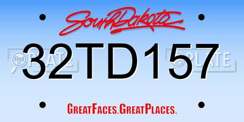 32TD157 South Dakota License Plate