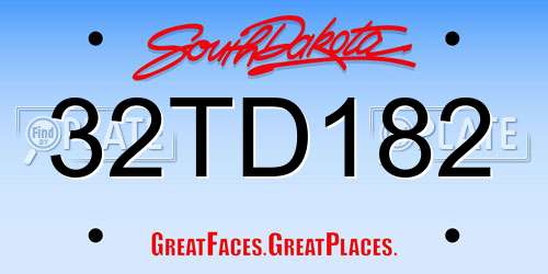 32TD182 South Dakota License Plate