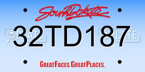 32TD187 South Dakota License Plate