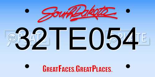 32TE054 South Dakota License Plate