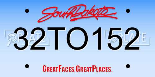 32TO152 South Dakota License Plate