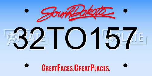 32TO157 South Dakota License Plate