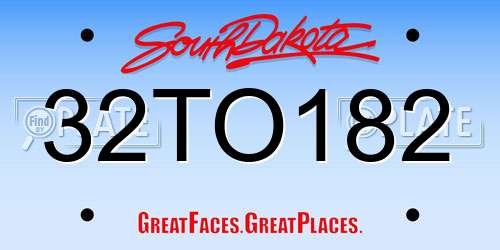 32TO182 South Dakota License Plate