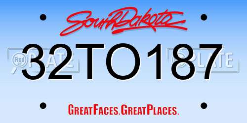32TO187 South Dakota License Plate