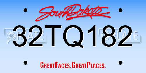 32TQ182 South Dakota License Plate