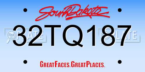 32TQ187 South Dakota License Plate