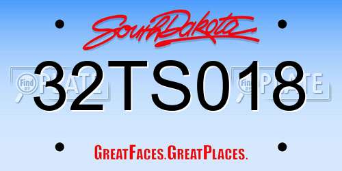 32TS018 South Dakota License Plate
