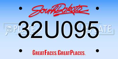 32U095 South Dakota License Plate