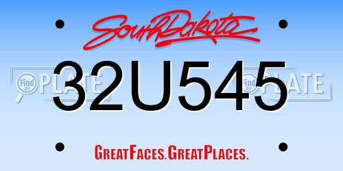 32U545 South Dakota License Plate