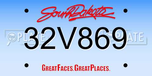 32V869 South Dakota License Plate