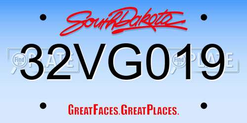 32VG019 South Dakota License Plate