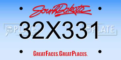 32X331 South Dakota License Plate