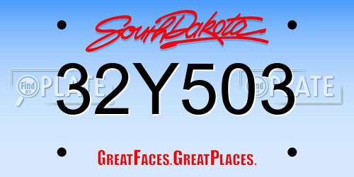 32Y503 South Dakota License Plate