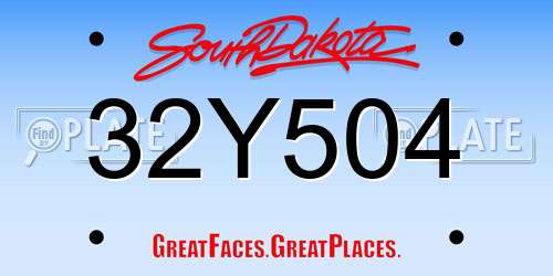 32Y504 South Dakota License Plate