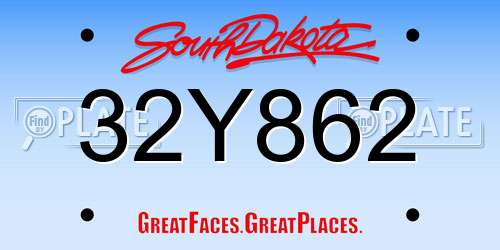 32Y862 South Dakota License Plate
