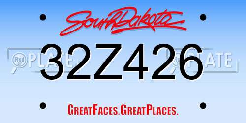 32Z426 South Dakota License Plate