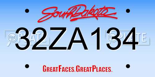 32ZA134 South Dakota License Plate