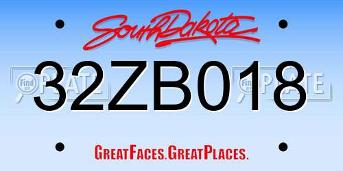 32ZB018 South Dakota License Plate