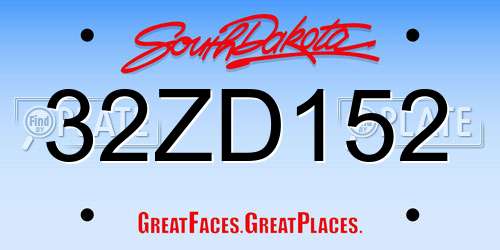32ZD152 South Dakota License Plate