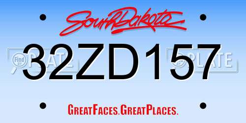 32ZD157 South Dakota License Plate