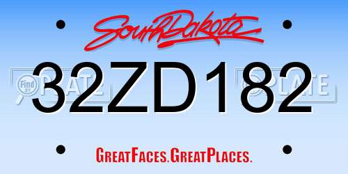 32ZD182 South Dakota License Plate