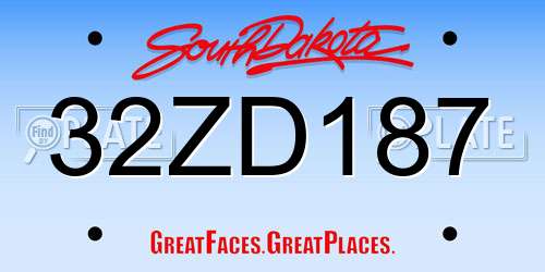 32ZD187 South Dakota License Plate