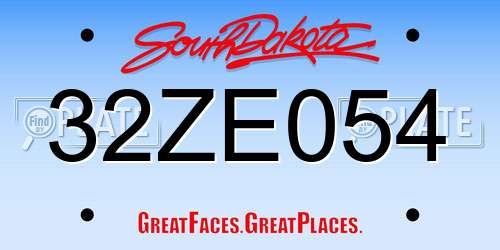 32ZE054 South Dakota License Plate