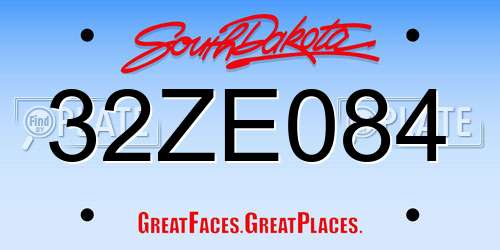 32ZE084 South Dakota License Plate