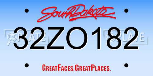 32ZO182 South Dakota License Plate